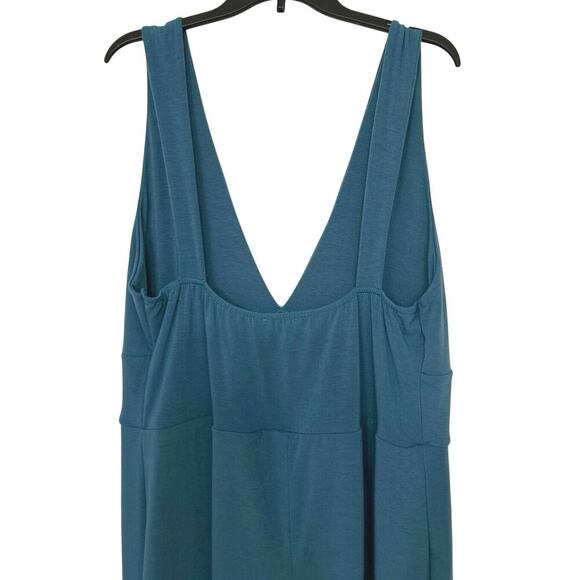 Pretty Little Thing Blue Contour Jersey Flared  Deep V Neck Jumpsuit New 1X - Picture 5 of 10